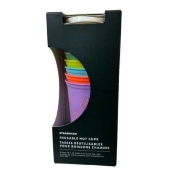 NWT Starbucks | Pack Of 6 Graphic Printed Reusable Hot Cups - Picture 1 of 7